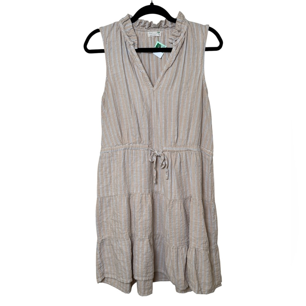 🌺 Just Living Beige Striped Mini Dress